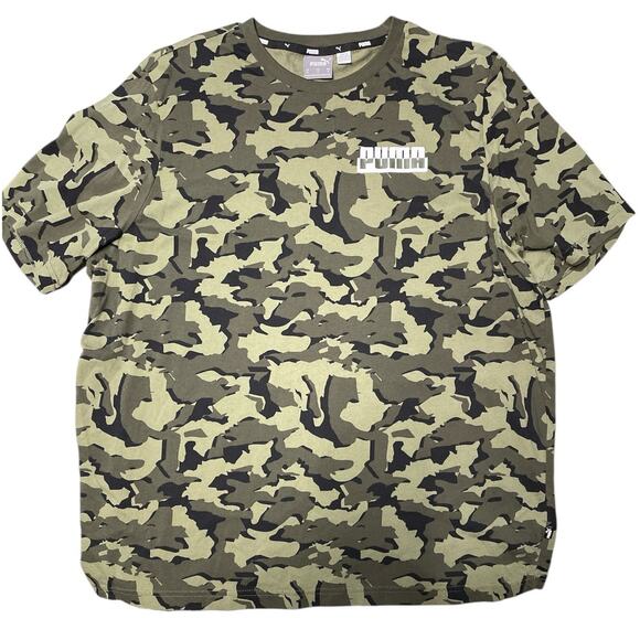 Puma Olive Camouflage Short Sleeve T-Shirt XL - Picture 1 of 10